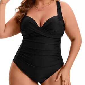 Women's  Swimsuit Front Cross V-neck  Tummy Control Push Up Bathing Suit